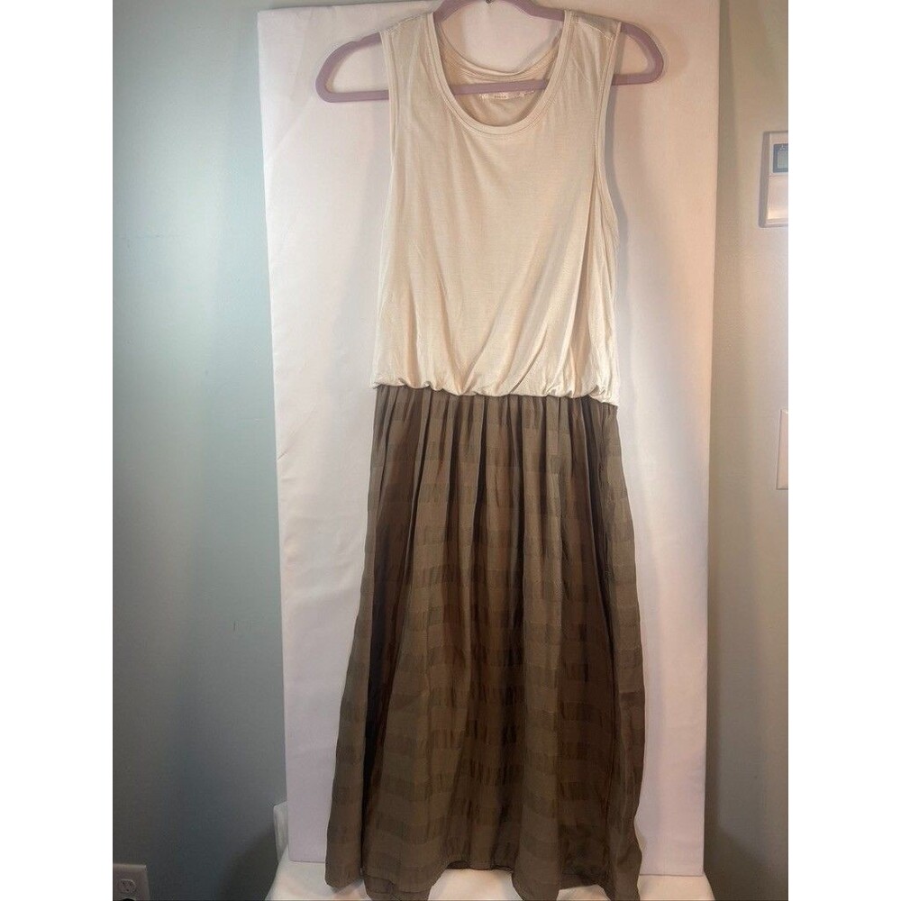 PRANA SZ MED FIT FLARE DRESS SLEEVELESS SKIRT LINED TOP JERSEY KNIT POCKETS